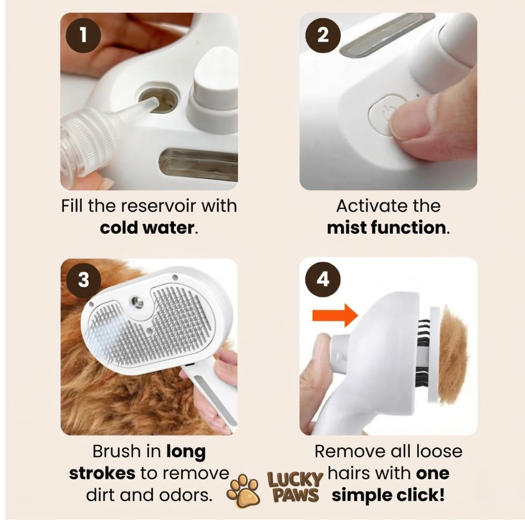 LuckyPaws® | Groomi Pro - Professional Pet Steam/Grooming Brush